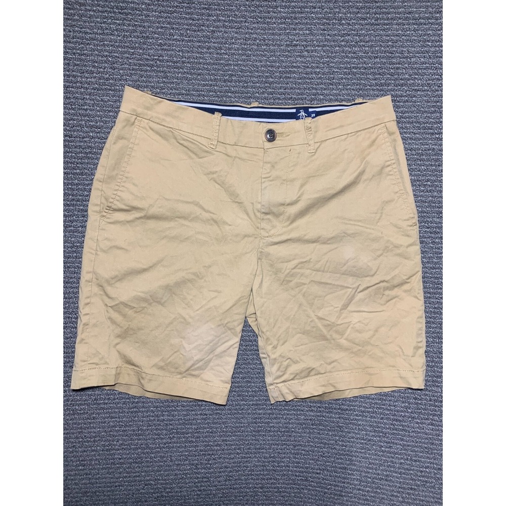 Original Penguin Khaki Beige Bermuda Shorts Mens Size 29 Cotton Chino